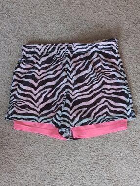 ⭐2/$20 Justice Pink and Black Zebra Print Layered Shorts